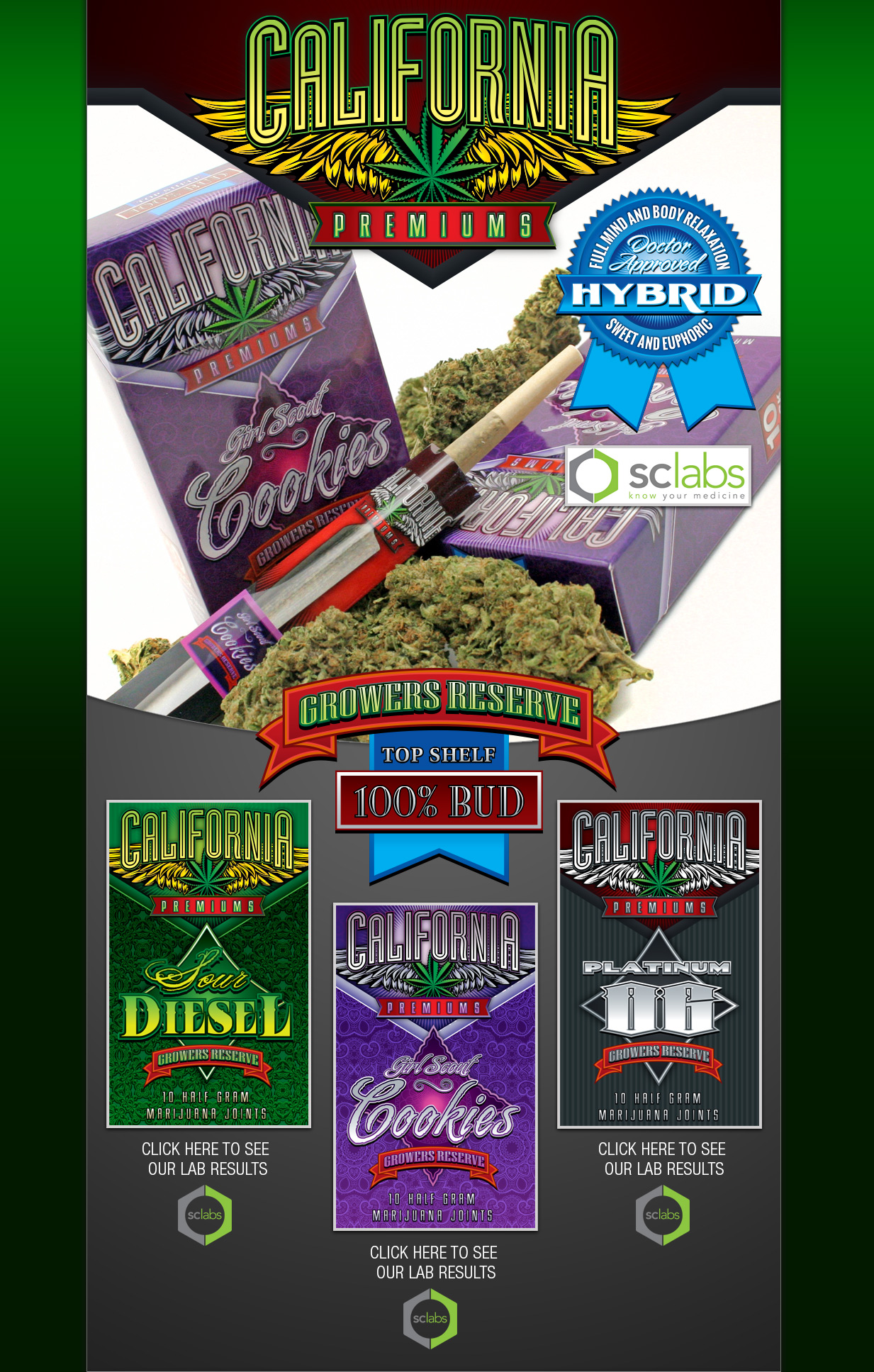 California Premiums - Buy Marijuana Cigarette Packs - Pre Rolled Cones - Rice Paper Marijuana Joints - Platinum OG, Sour Diesel, Girl Scout Cookies